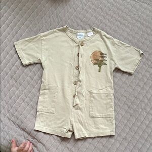 Beige Button-Up Baby Romper